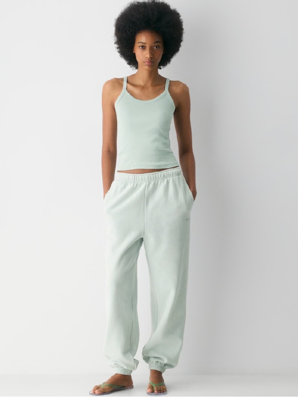 Aritzia | cozy sweatfleece mega joggers in agave green